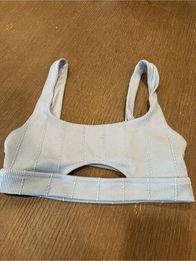 aerie light blue ribbed scoop swim top